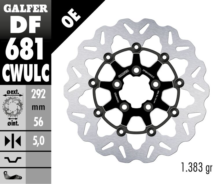 Galfer Brake Rotors for 2000-2017, 2022-2023 Harley-Davidson Wave® Black Silver Full-Floating Front Two Piece (Floating) Aluminium Stainless Steel...