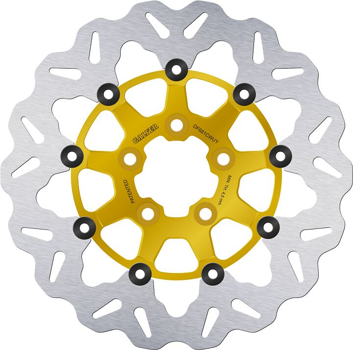 Galfer Brake Rotors for 2000-2017, 2022-2023 Harley-Davidson Wave® Gold Silver Full-Floating Front Two Piece (Floating) Aluminium Stainless Steel