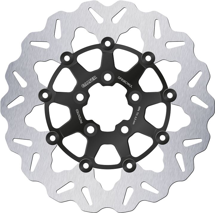 Galfer Brake Rotors for 2008-2024 Harley-Davidson Wave® Black Silver Full-Floating Front Two Piece (Floating) Aluminium Stainless Steel