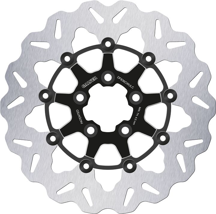 Galfer Brake Rotors for 2008-2024 Harley-Davidson Wave® Black Silver Full-Floating Front Two Piece (Floating) Aluminium Stainless Steel