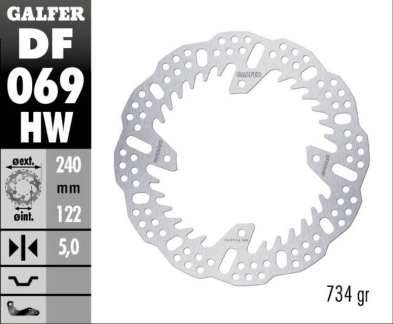 Galfer BRAKE ROTOR SHARK FIXED Silver Solid-Mount Rear One Piece (Fixed) Stainless Steel Each
