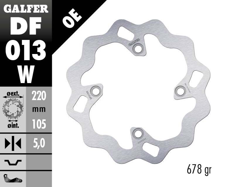 Galfer Wave® Brake Rotor Silver Solid-Mount Rear One Piece (Fixed) Stainless Steel Each