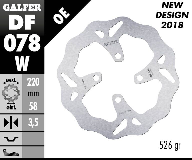 Galfer Wave® Brake Rotor for 2011-2024 HONDA Silver Solid-Mount Front One Piece (Fixed) Stainless Steel Each