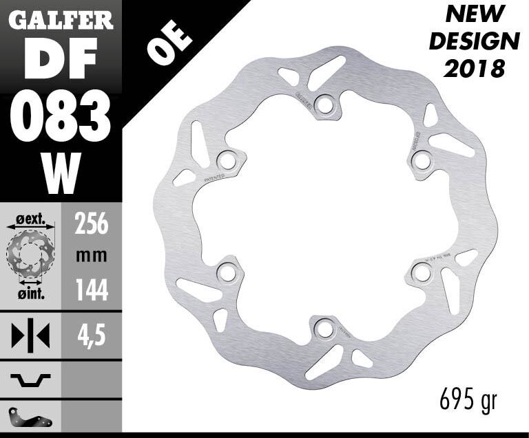 Galfer Wave® Brake Rotor for 1985-1989, 2001-2010, 2012-2025 HONDA Silver Solid-Mount Rear One Piece (Fixed) Stainless Steel Each