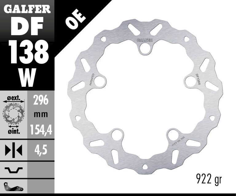 Galfer Wave® Brake Rotor for 2018-2026 HONDA Silver Solid-Mount Front One Piece (Fixed) Stainless Steel Each