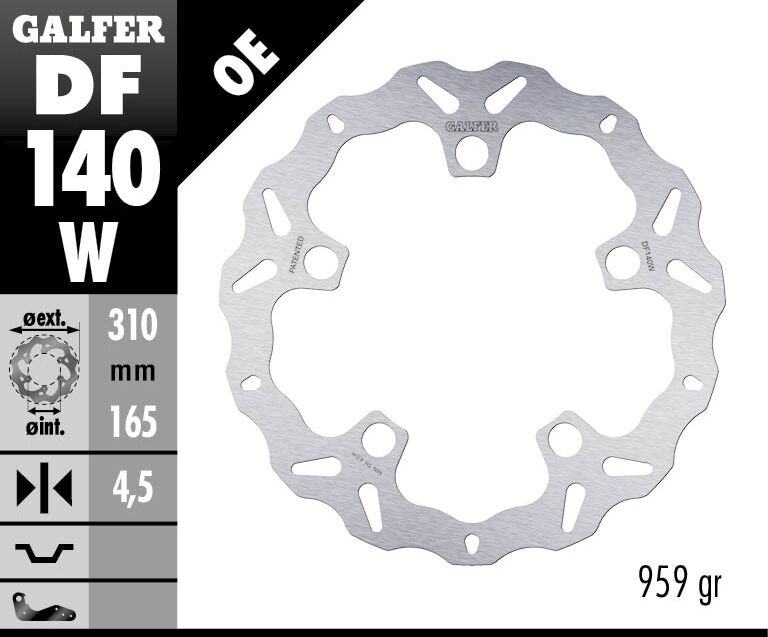 Galfer Wave® Brake Rotor for 2012-2020 HONDA VFR 1200 X Silver Solid-Mount Front One Piece (Fixed) Stainless Steel Each