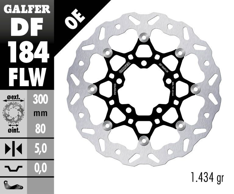 Galfer Brake Rotor for 2004-2026 KAWASAKI Wave® Black Silver Full-Floating Front Two Piece (Floating) Stainless Steel Each