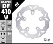 Galfer Wave® Brake Rotor for 2005-2011 KYMCO XCITING Silver Solid-Mount Front One Piece (Fixed) Stainless Steel Each