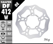 Galfer Wave® Brake Rotor for 2003-2021 KYMCO Silver Solid-Mount Front One Piece (Fixed) Stainless Steel Each