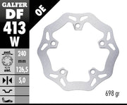 Galfer Wave® Brake Rotor for 2005-2011 KYMCO XCITING Silver Solid-Mount Rear One Piece (Fixed) Stainless Steel Each