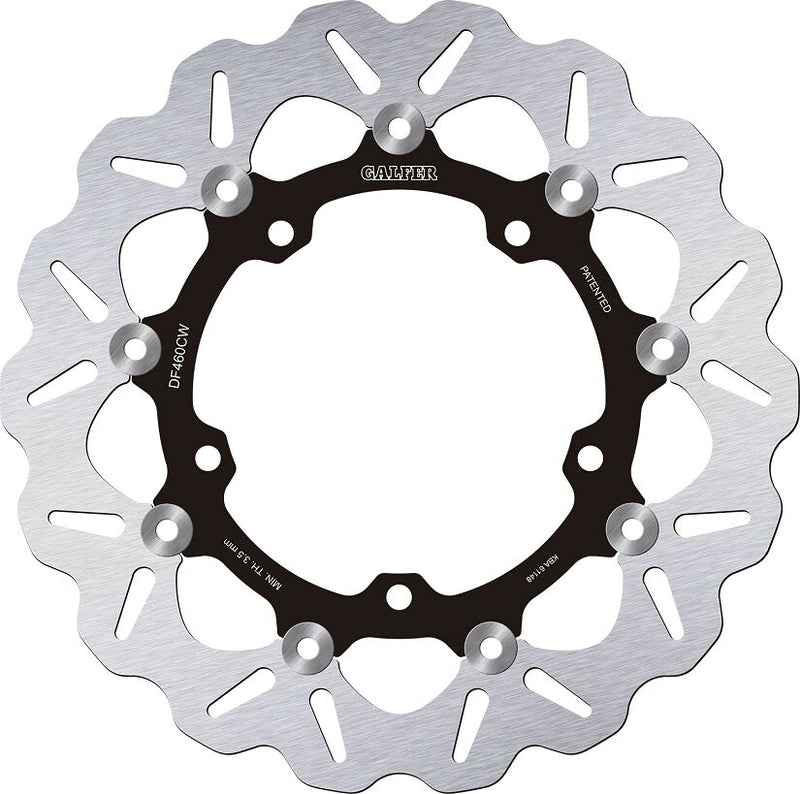 Galfer Brake Rotors for 2015-2024 YAMAHA Wave® Black Silver Full-Floating Front Two Piece (Floating) Stainless Steel