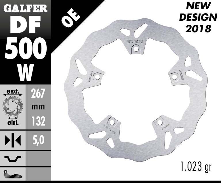 Galfer Wave® Brake Rotor Silver Solid-Mount Front One Piece (Fixed) Stainless Steel Each