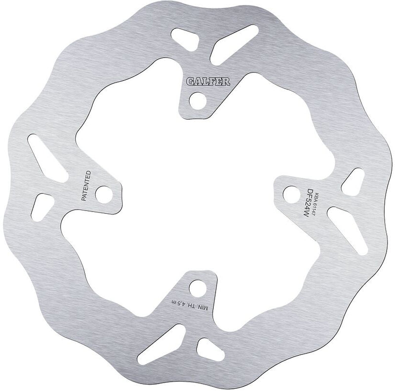Galfer Wave® Brake Rotor Silver Solid-Mount Rear One Piece (Fixed) Stainless Steel