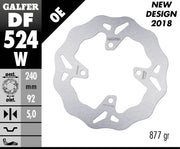 Galfer Wave® Brake Rotor Silver Solid-Mount Rear One Piece (Fixed) Stainless Steel Each