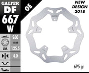 Galfer Wave® Brake Rotor Silver Solid-Mount Rear One Piece (Fixed) Stainless Steel Each