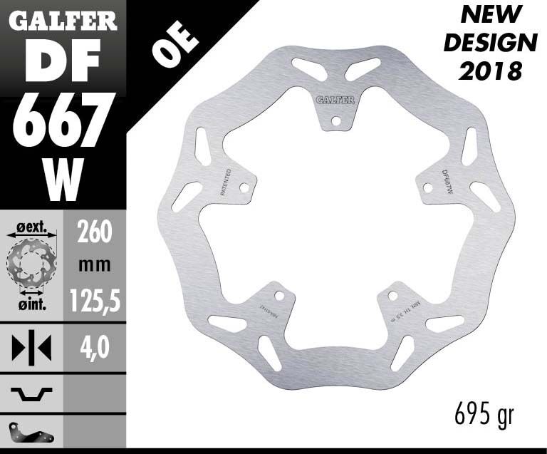 Galfer Wave® Brake Rotor Silver Solid-Mount Rear One Piece (Fixed) Stainless Steel Each