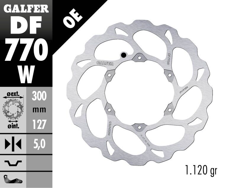 Galfer Wave® Brake Rotor Silver Solid-Mount Front One Piece (Fixed) Stainless Steel Each