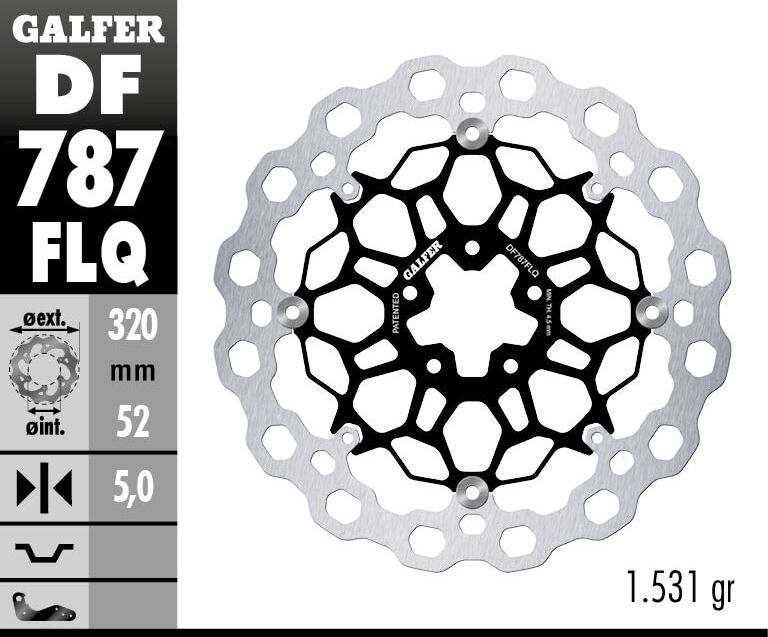 Galfer Brake Rotor Floating Cubiq Black Silver Full-Floating Front Two Piece (Floating) Stainless Steel Each