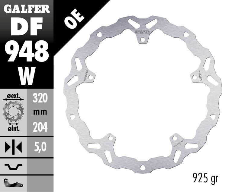 Galfer Wave® Brake Rotor for 2022-2024 KTM Silver Solid-Mount Front One Piece (Fixed) Stainless Steel Each