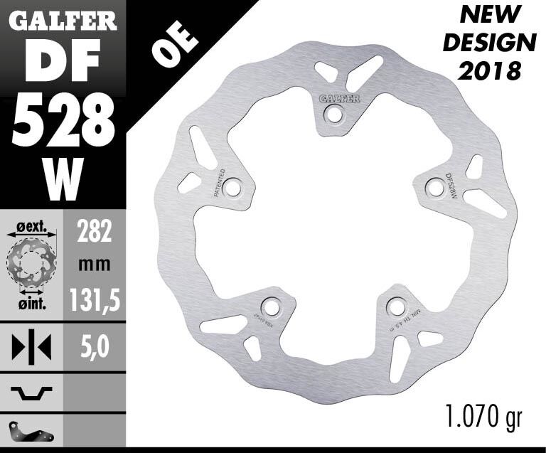 Galfer Wave® Brake Rotor for 2012-2024 YAMAHA Silver Solid-Mount Rear One Piece (Fixed) Stainless Steel Each