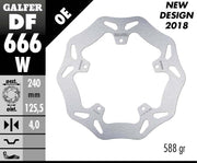 Galfer Wave® Brake Rotor Silver Solid-Mount Front One Piece (Fixed) Stainless Steel Each
