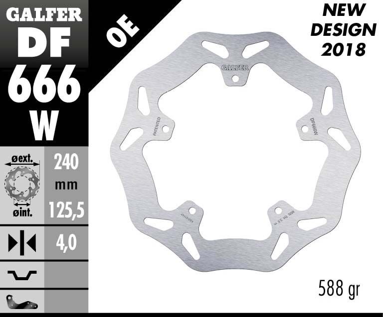 Galfer Wave® Brake Rotor Silver Solid-Mount Front One Piece (Fixed) Stainless Steel Each