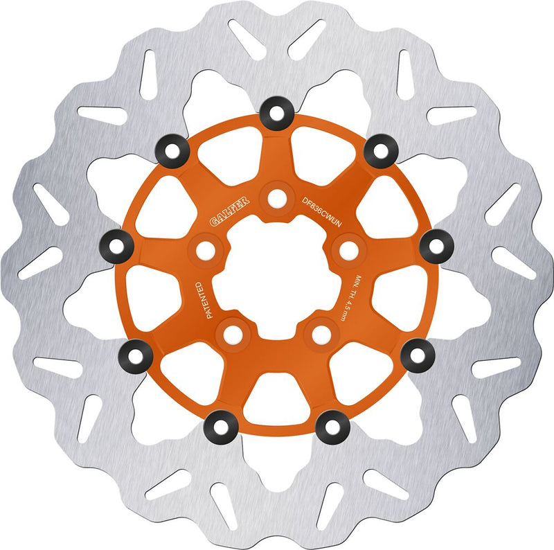 Galfer Wave® Brake Rotor for 2008-2024 Harley-Davidson Orange Silver Full-Floating Two Piece (Floating) Aluminium Stainless Steel