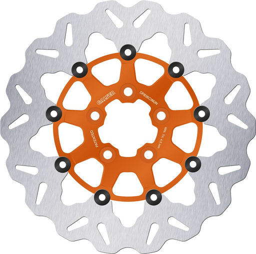 Galfer Wave® Brake Rotor for 2008-2024 Harley-Davidson Orange Silver Full-Floating Two Piece (Floating) Aluminium Stainless Steel