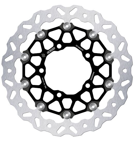 Galfer BRAKE ROTOR FLOATECH WAVE for 2005-2026 SUZUKI Wave® Black Silver Full-Floating Front Two Piece (Floating) Aluminium Stainless Steel