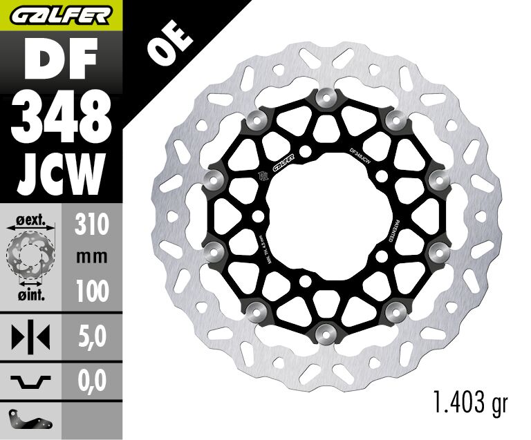 Galfer BRAKE ROTOR FLOATECH WAVE for 2005-2026 SUZUKI Wave® Black Silver Full-Floating Front Two Piece (Floating) Aluminium Stainless Steel Each