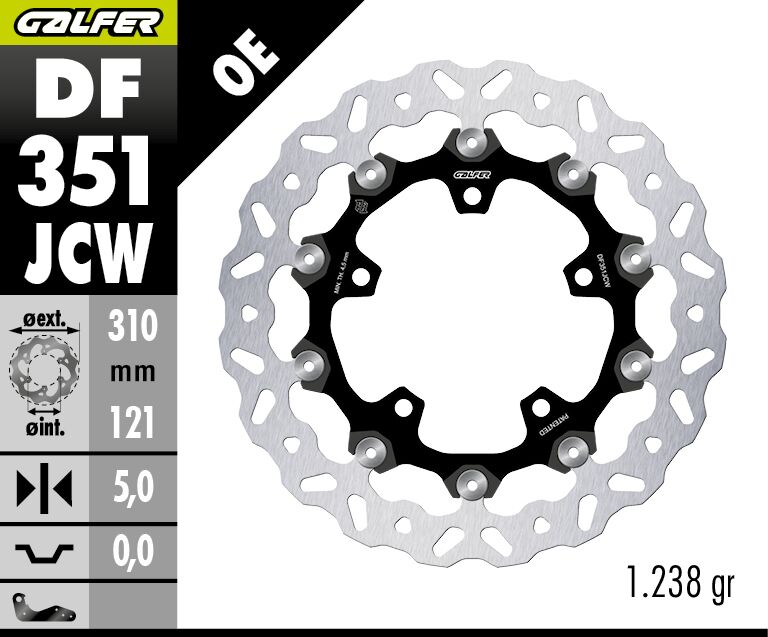 Galfer BRAKE ROTOR FLOATECH WAVE for 2005-2026 SUZUKI Wave® Black Silver Full-Floating Front Two Piece (Floating) Aluminium Stainless Steel Each