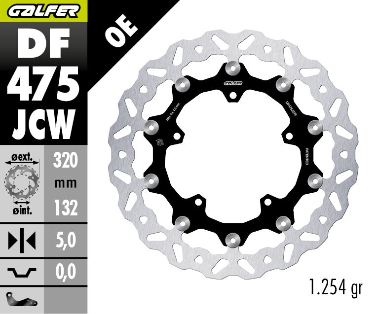Galfer BRAKE ROTOR FLOATECH WAVE for 2004-2026 YAMAHA Wave® Black Silver Full-Floating Front Two Piece (Floating) Aluminium Stainless Steel Each