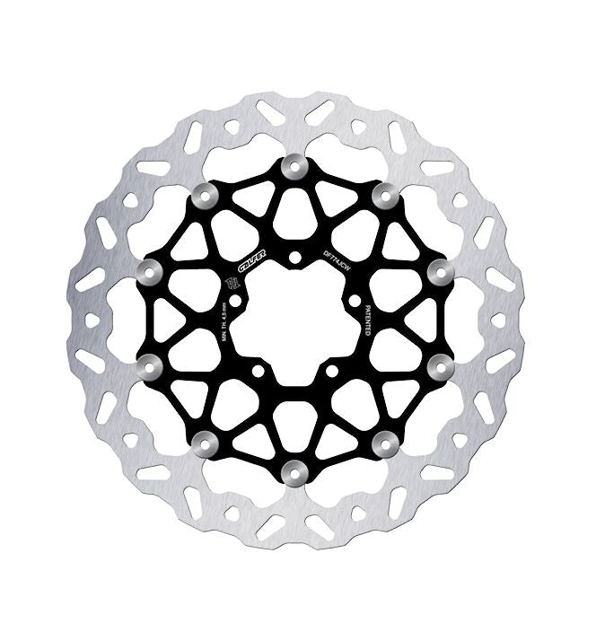Galfer BRAKE ROTOR FLOATECH WAVE for 2007-2026 DUCATI Wave® Black Silver Full-Floating Front Two Piece (Floating) Aluminium Stainless Steel