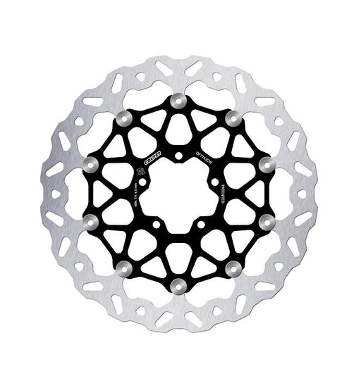 Galfer BRAKE ROTOR FLOATECH WAVE for 2007-2026 DUCATI Wave® Black Silver Full-Floating Front Two Piece (Floating) Aluminium Stainless Steel