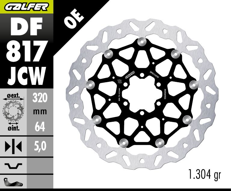 Galfer BRAKE ROTOR FLOATECH WAVE Wave® Black Silver Full-Floating Front Two Piece (Floating) Aluminium Stainless Steel Each