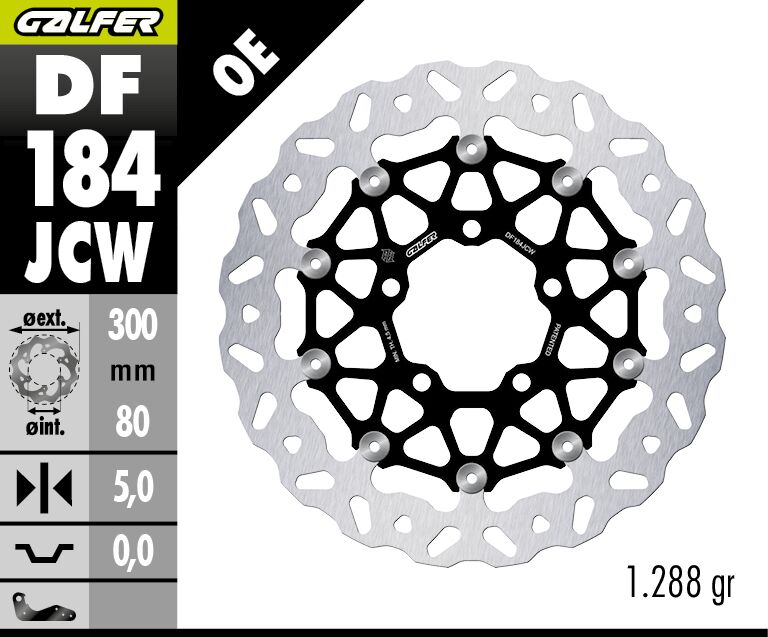 Galfer BRAKE ROTOR FLOATECH WAVE for 2004-2026 KAWASAKI Wave® Black Silver Full-Floating Front Two Piece (Floating) Aluminium Stainless Steel Each