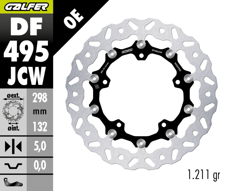 Galfer BRAKE ROTOR FLOATECH WAVE for 2003-2026 YAMAHA Wave® Black Silver Full-Floating Front Two Piece (Floating) Aluminium Stainless Steel Each