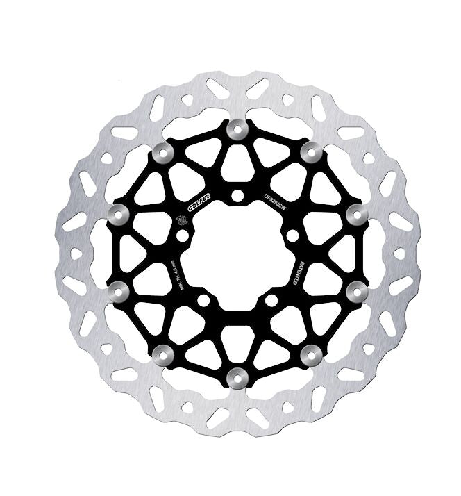 Galfer BRAKE ROTOR FLOATECH WAVE for 2019-2026 TRIUMPH Wave® Black Silver Full-Floating Front Two Piece (Floating) Aluminium Stainless Steel