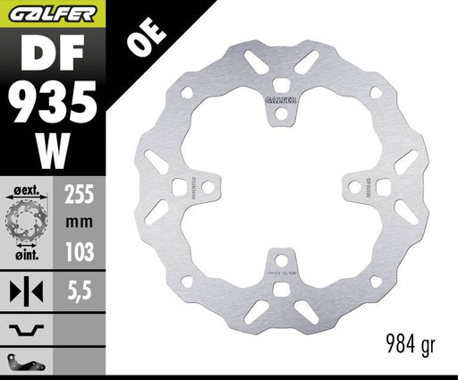 Galfer BRAKE ROTOR FIXED WAVE for 2021-2026 TRIUMPH Wave® Silver Stainless Steel Solid-Mount Rear One Piece (Fixed)