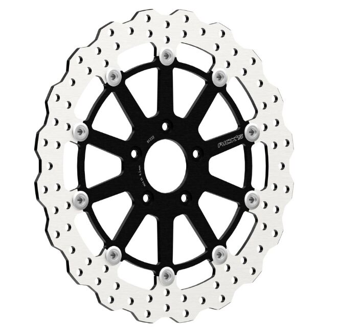 Rick's Motorcycles BRAKE ROTOR FLOATING WAVE DESING for 1999-2022 Harley-Davidson Black Stainless Steel Full-Floating Rear Two Piece (Floating)