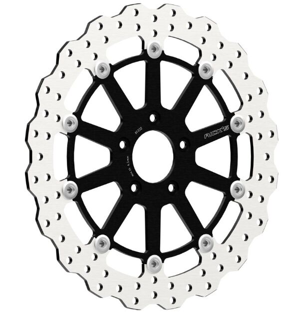 Rick's Motorcycles BRAKE ROTOR FLOATING WAVE DESING for 1999-2022 Harley-Davidson Black Stainless Steel Full-Floating Two Piece (Floating)