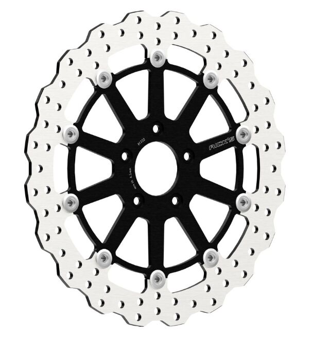 Rick's Motorcycles BRAKE ROTOR FLOATING WAVE DESING for 2005-2025 Harley-Davidson Black Stainless Steel Full-Floating Two Piece (Floating)