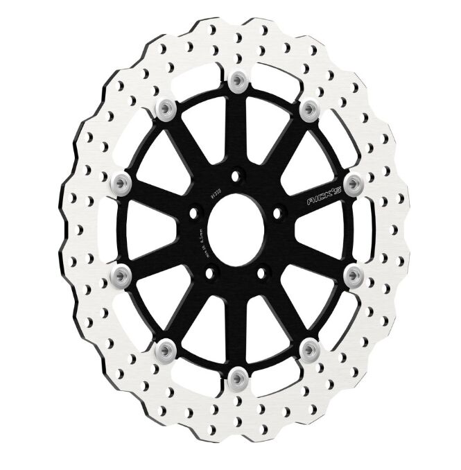 Rick's Motorcycles BRAKE ROTOR FLOATING WAVE DESING for 2005-2025 Harley-Davidson Black Silver Full-Floating Two Piece (Floating) Stainless Steel