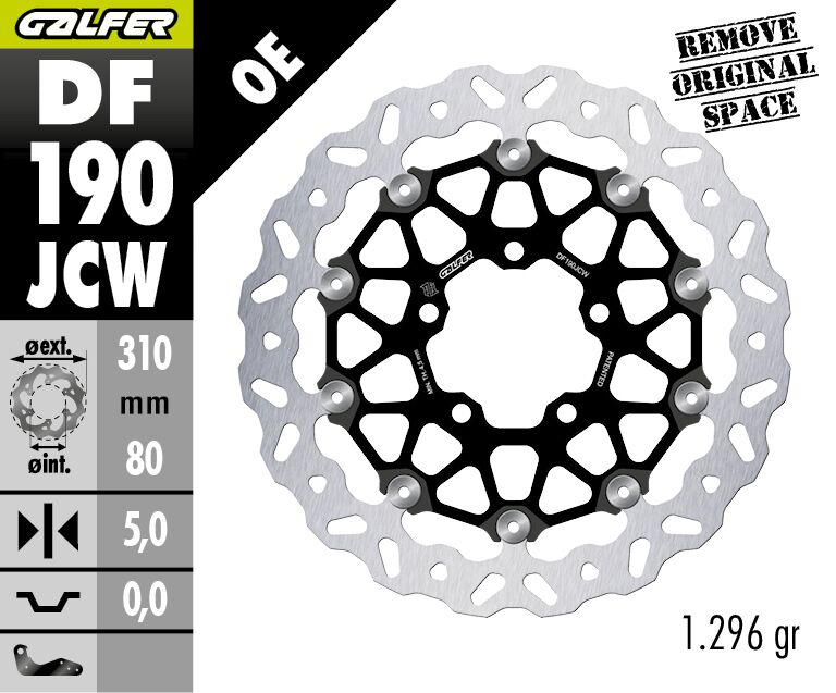Galfer BRAKE ROTOR FLOATECH WAVE for 2006-2026 KAWASAKI Floating Wave® Black Stainless Steel Full-Floating Front Aluminium