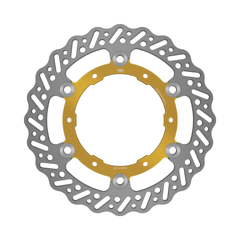 EBC Supercross Contour Series Brake Rotors for 2008-2019 YAMAHA WR 250 R Wave® Gold Silver Full-Floating Front Two Piece (Floating) Aluminium Stain...