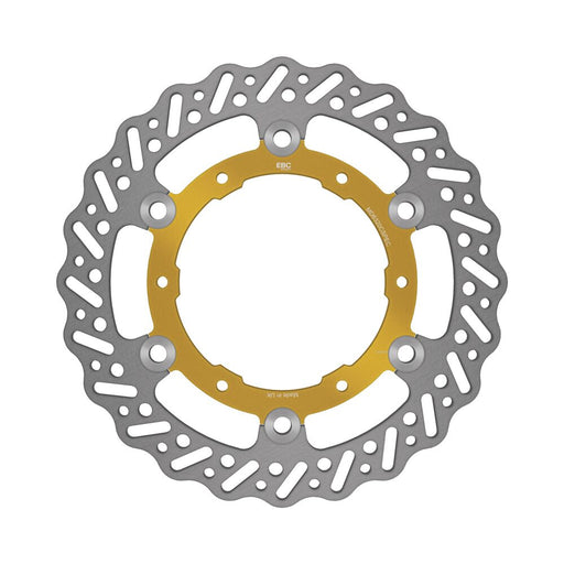 EBC Supercross Contour Series Brake Rotors for 2008-2019 YAMAHA WR 250 R Wave® Gold Silver Full-Floating Front Two Piece (Floating) Aluminium Stain...