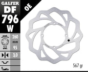 Galfer Wave® Brake Rotor for 2012-2023 KTM FREERIDE Silver Stainless Steel Solid-Mount Front One Piece (Fixed) Each