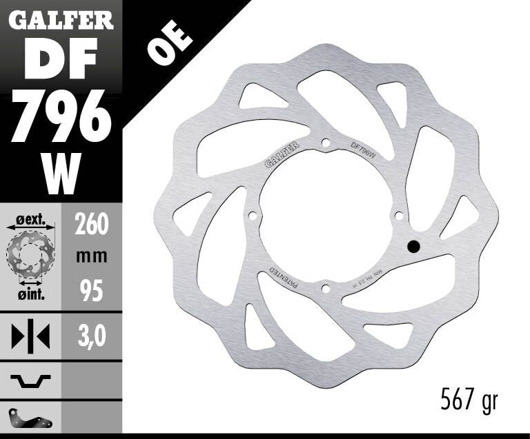 Galfer Wave® Brake Rotor for 2012-2023 KTM FREERIDE Silver Stainless Steel Solid-Mount Front One Piece (Fixed) Each