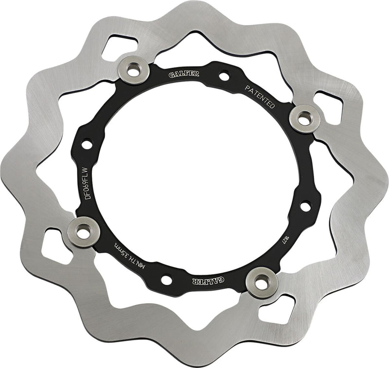 Galfer Brake Rotor Wave® Black Raw Rear Two Piece (Floating) 420 High-Carbon Stainless Steel Each