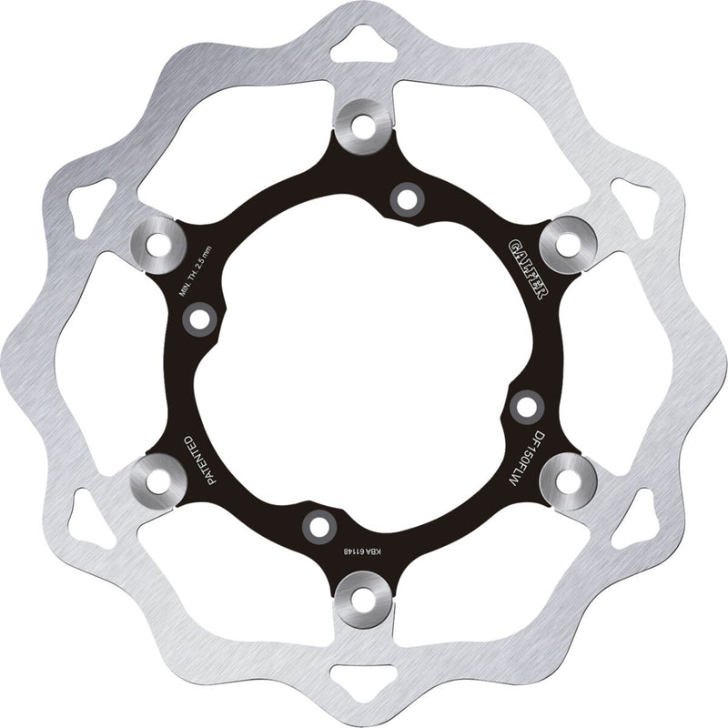 Galfer Brake Rotor for 1983-2011, 2020-2025 KAWASAKI Black Raw Front Two Piece (Floating) 420 High-Carbon Stainless Steel